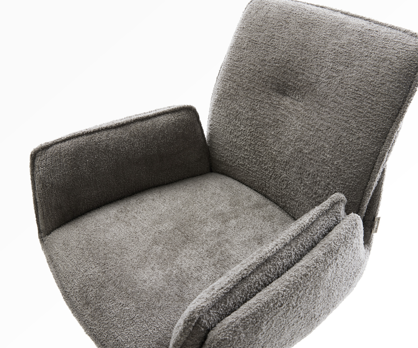 Barová židle Nela-Flex bouclé měkký tmavě béžová otočná podnož výškově nastavitelná kov titanová - Obrázek 4