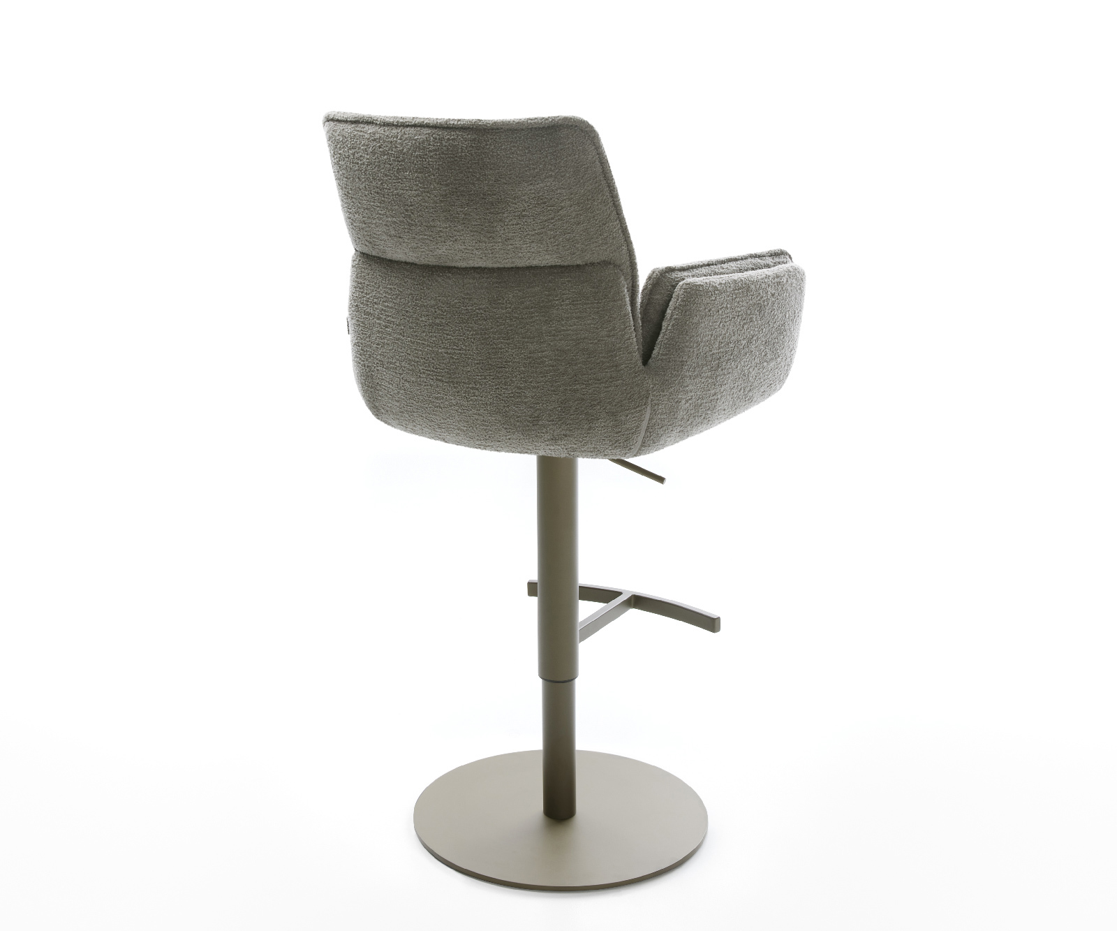 Barová židle Nela-Flex bouclé měkký tmavě béžová otočná podnož výškově nastavitelná kov titanová - Obrázek 5