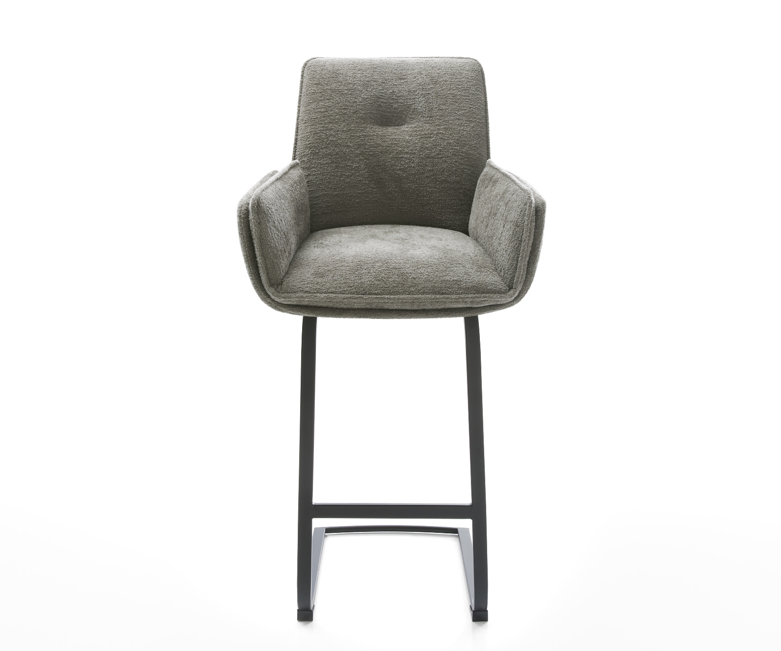 Barová židle Nela-Flex bouclé měkký tmavě béžová konzolová podnož plochá kov černá - Obrázek 2