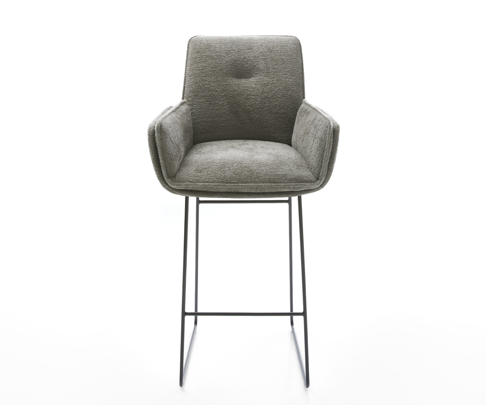 Barová židle Nela-Flex bouclé měkký tmavě béžová tenká podnož kov černá - Obrázek 2