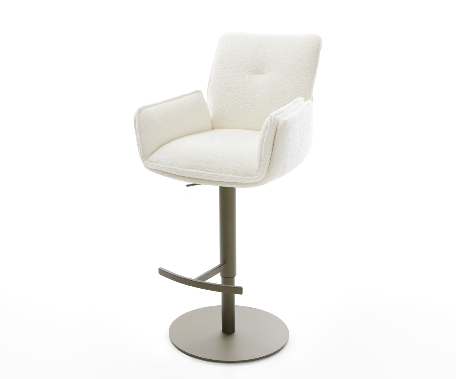 Barová židle Nela-Flex bouclé měkký béžová otočná podnož výškově nastavitelná kov titanová barva