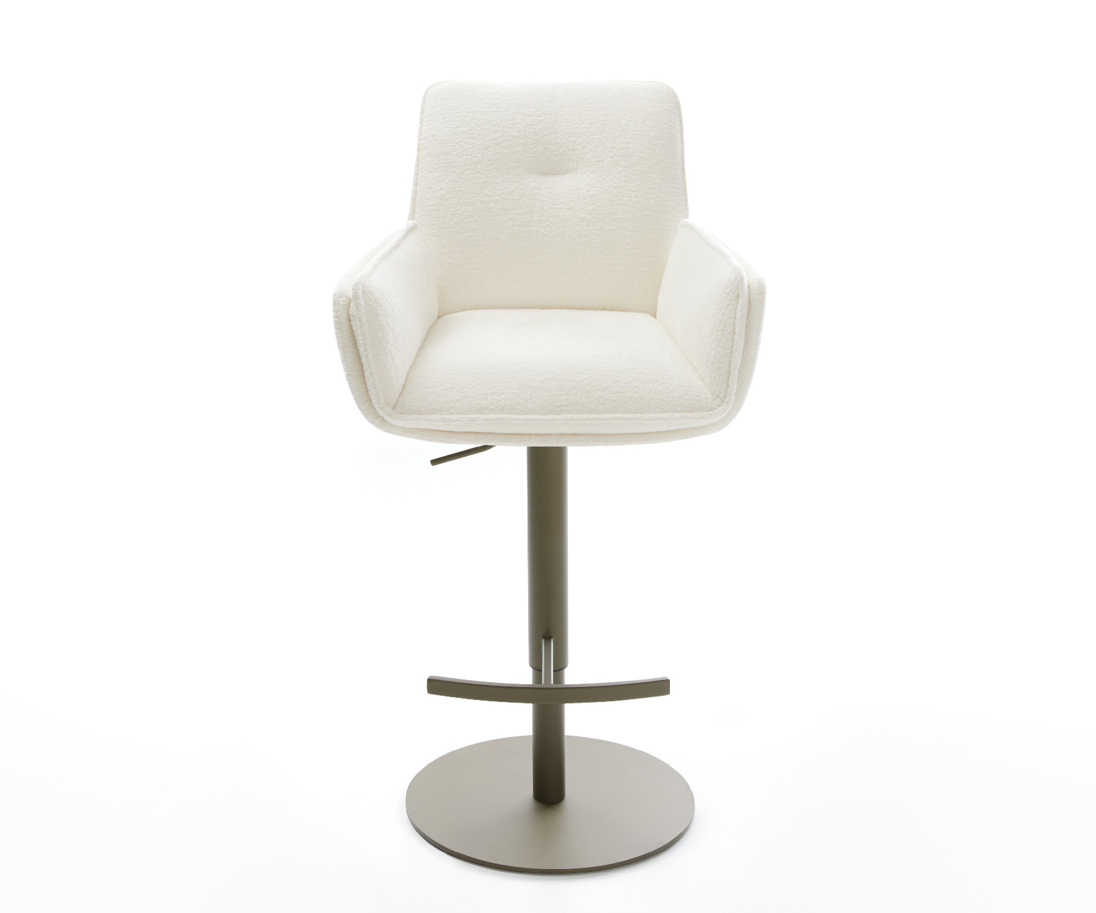 Barová židle Nela-Flex bouclé měkký béžová otočná podnož výškově nastavitelná kov titanová barva - Obrázek 2