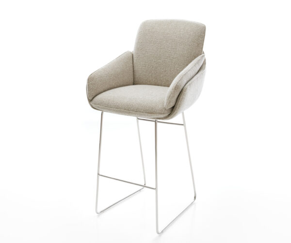 Barová židle Luan-Flex látka Měkký béžová tenká podnož nerezová ocel stříbrná