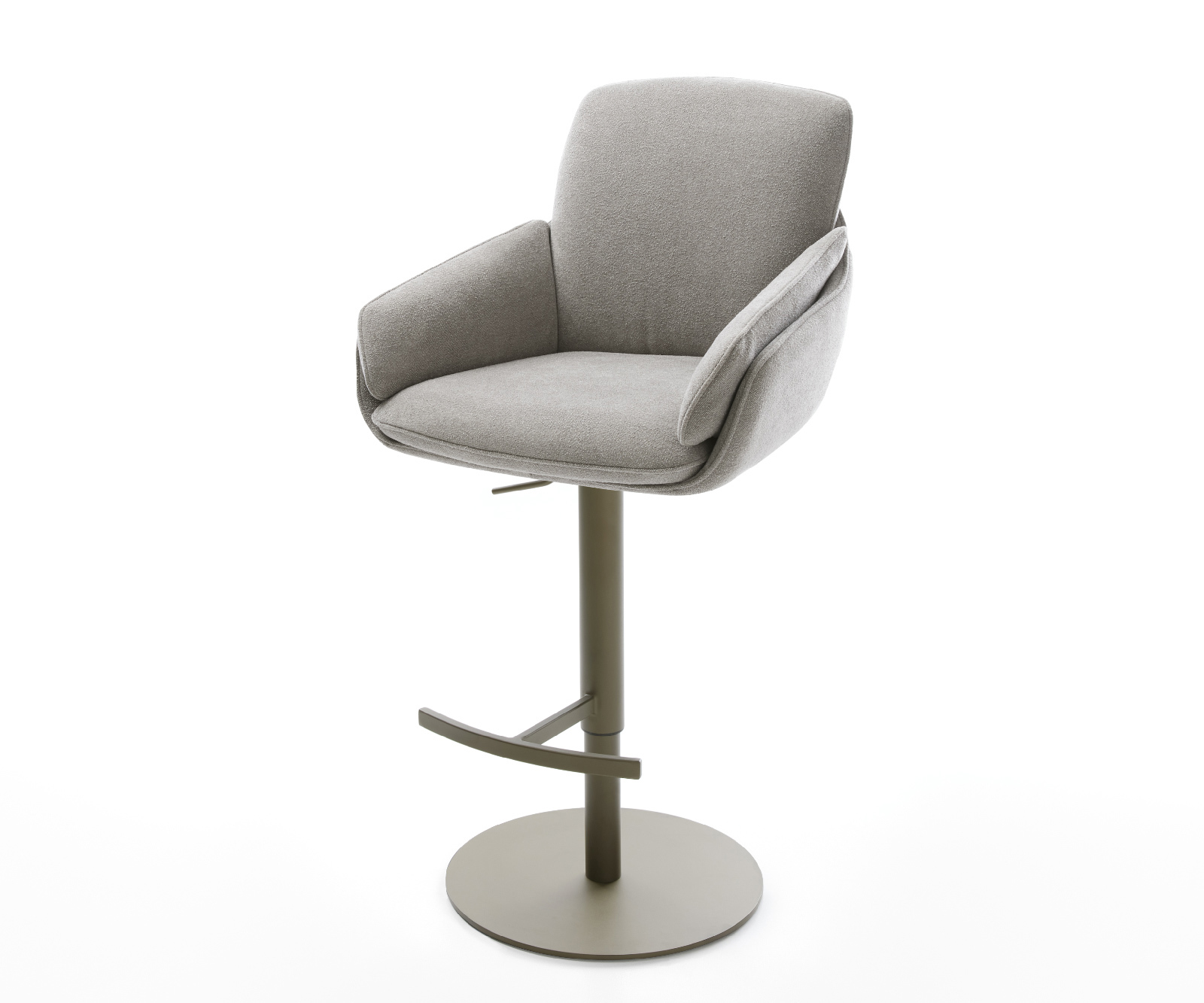 Barová židle Luan-Flex strukturovaná látka měkká šedá otočná podnož výškově nastavitelná kov titanová barva