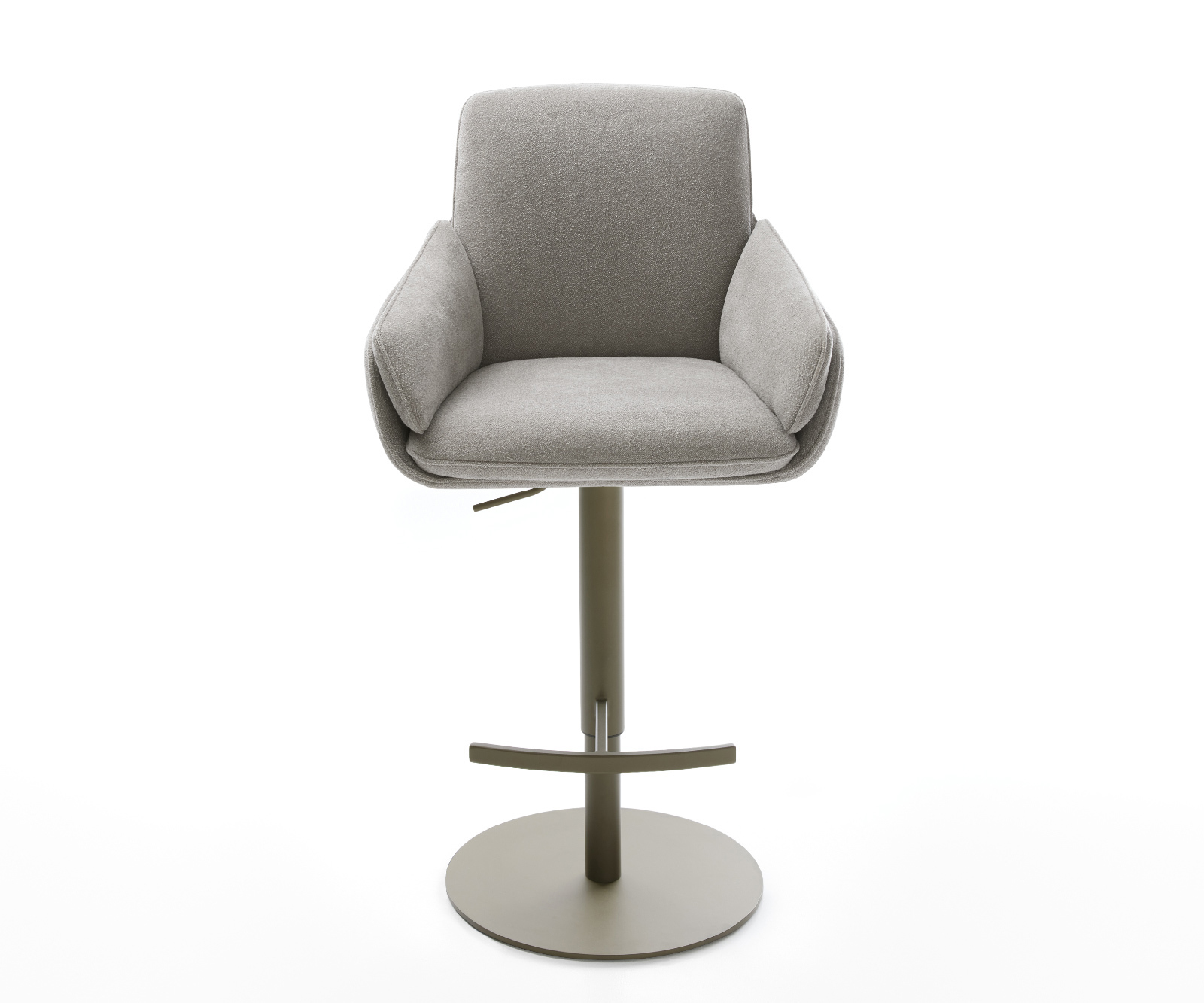 Barová židle Luan-Flex strukturovaná látka měkká šedá otočná podnož výškově nastavitelná kov titanová barva - Obrázek 2