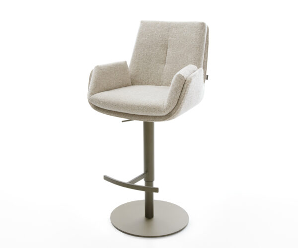 Barová židle Clea-Flex látka Měkký béžová otočná podnož výškově nastavitelná kov titanová barva