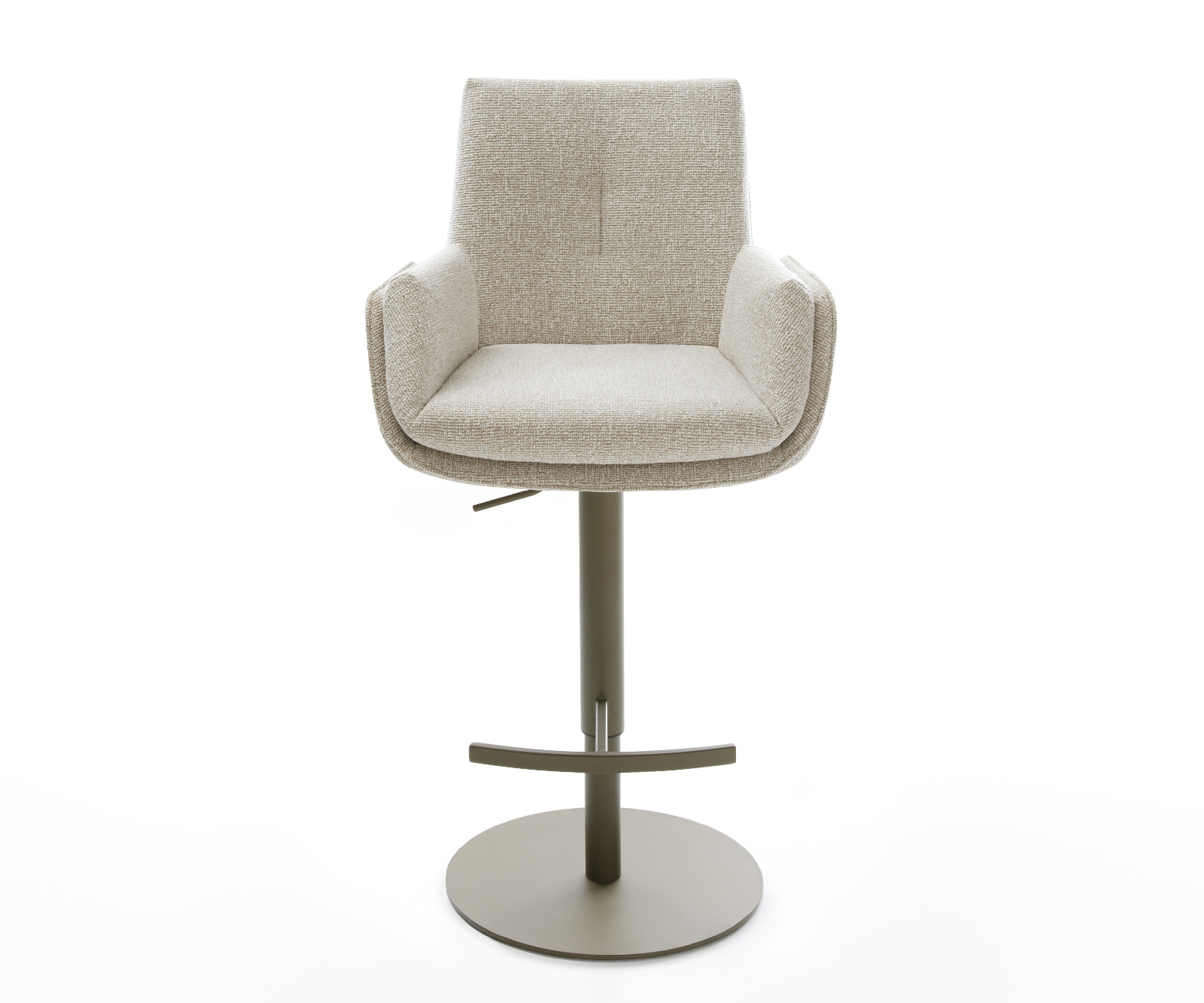 Barová židle Clea-Flex látka Měkký béžová otočná podnož výškově nastavitelná kov titanová barva - Obrázek 2