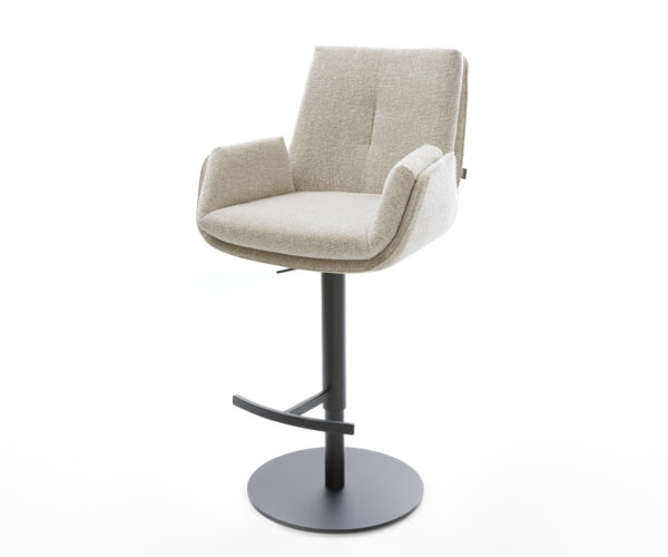 Barová židle Clea-Flex tkanina měkká béžová otočná podnož výškově nastavitelná kov černá