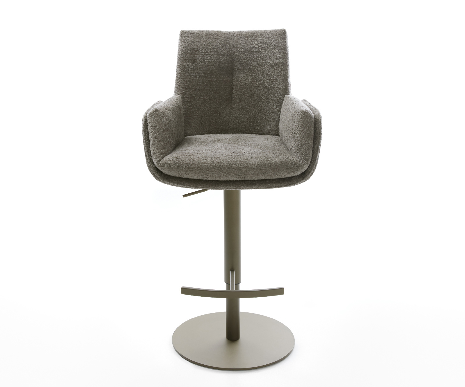 Barová židle Clea-Flex bouclé měkký tmavě béžová otočná podnož výškově nastavitelná kov titanová barva - Obrázek 2