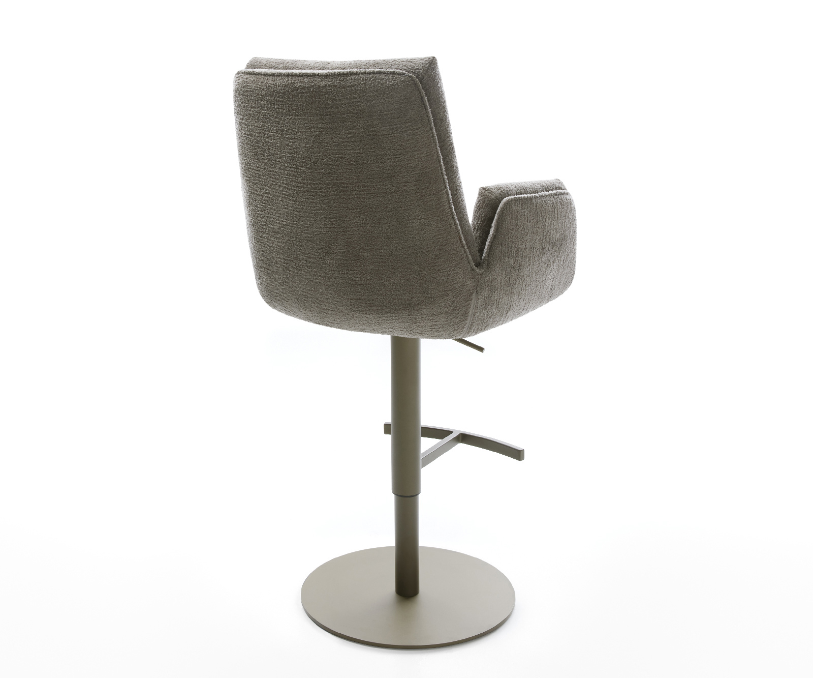 Barová židle Clea-Flex bouclé měkký tmavě béžová otočná podnož výškově nastavitelná kov titanová barva - Obrázek 5