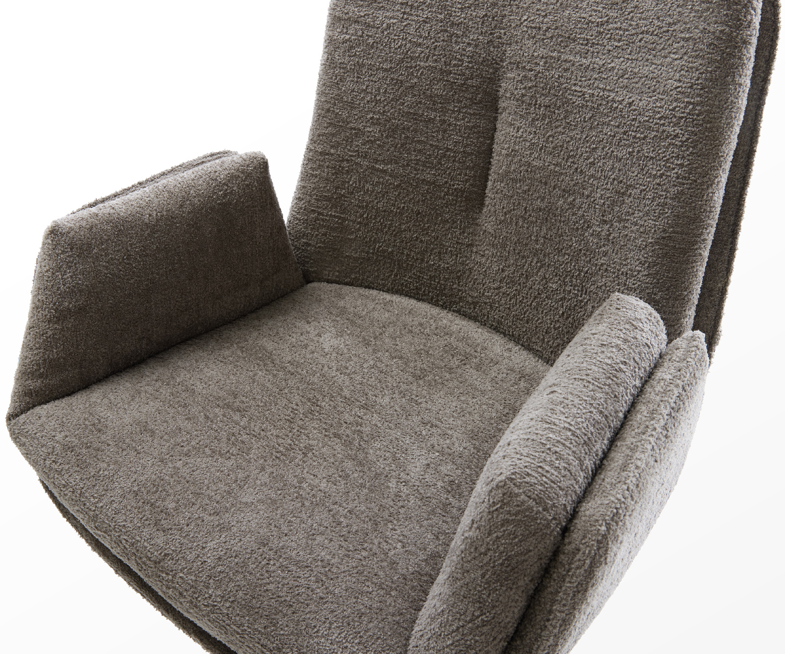 Barová židle Clea-Flex bouclé měkký tmavě béžová otočná podnož výškově nastavitelná kov černá - Obrázek 4