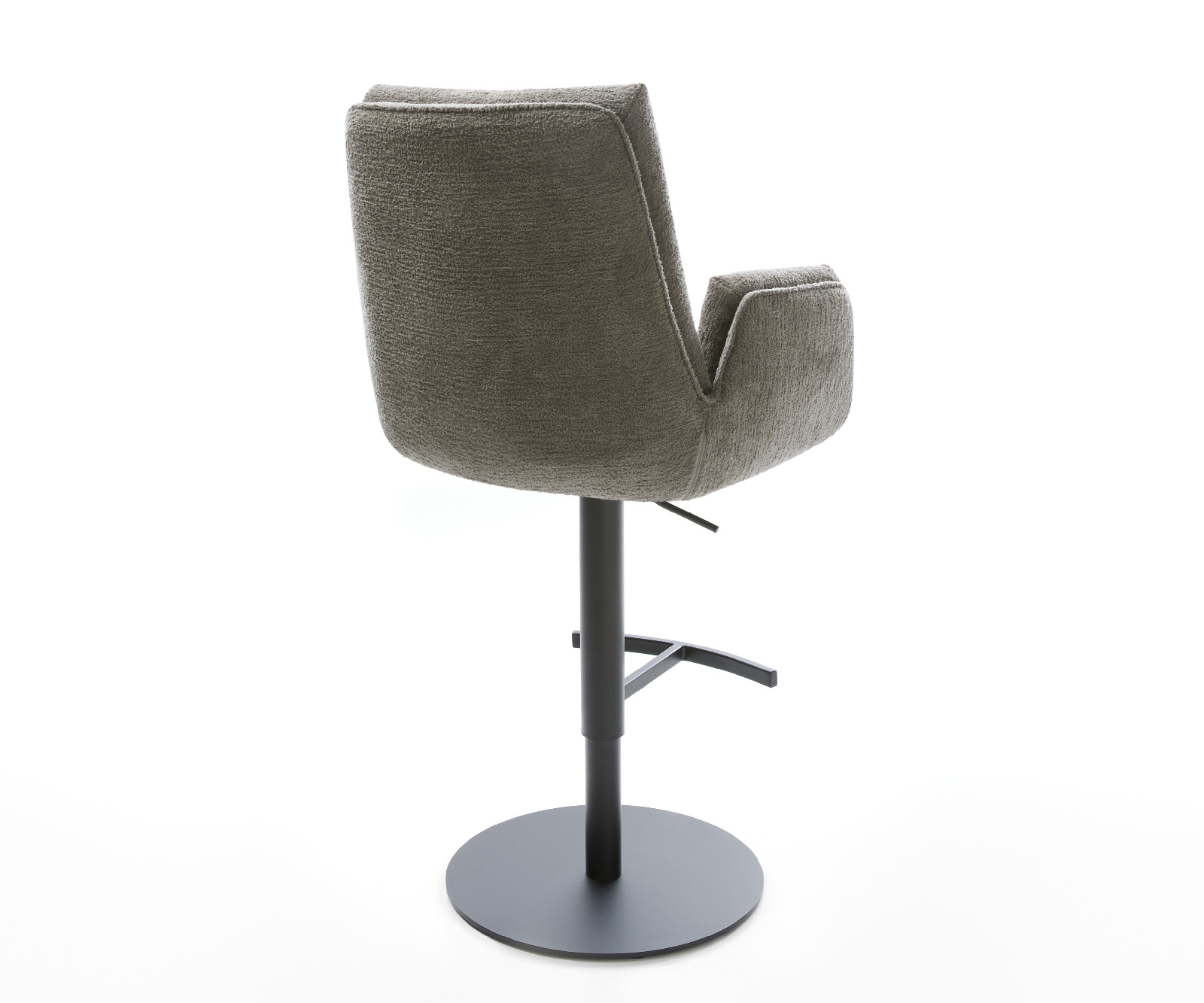 Barová židle Clea-Flex bouclé měkký tmavě béžová otočná podnož výškově nastavitelná kov černá - Obrázek 5