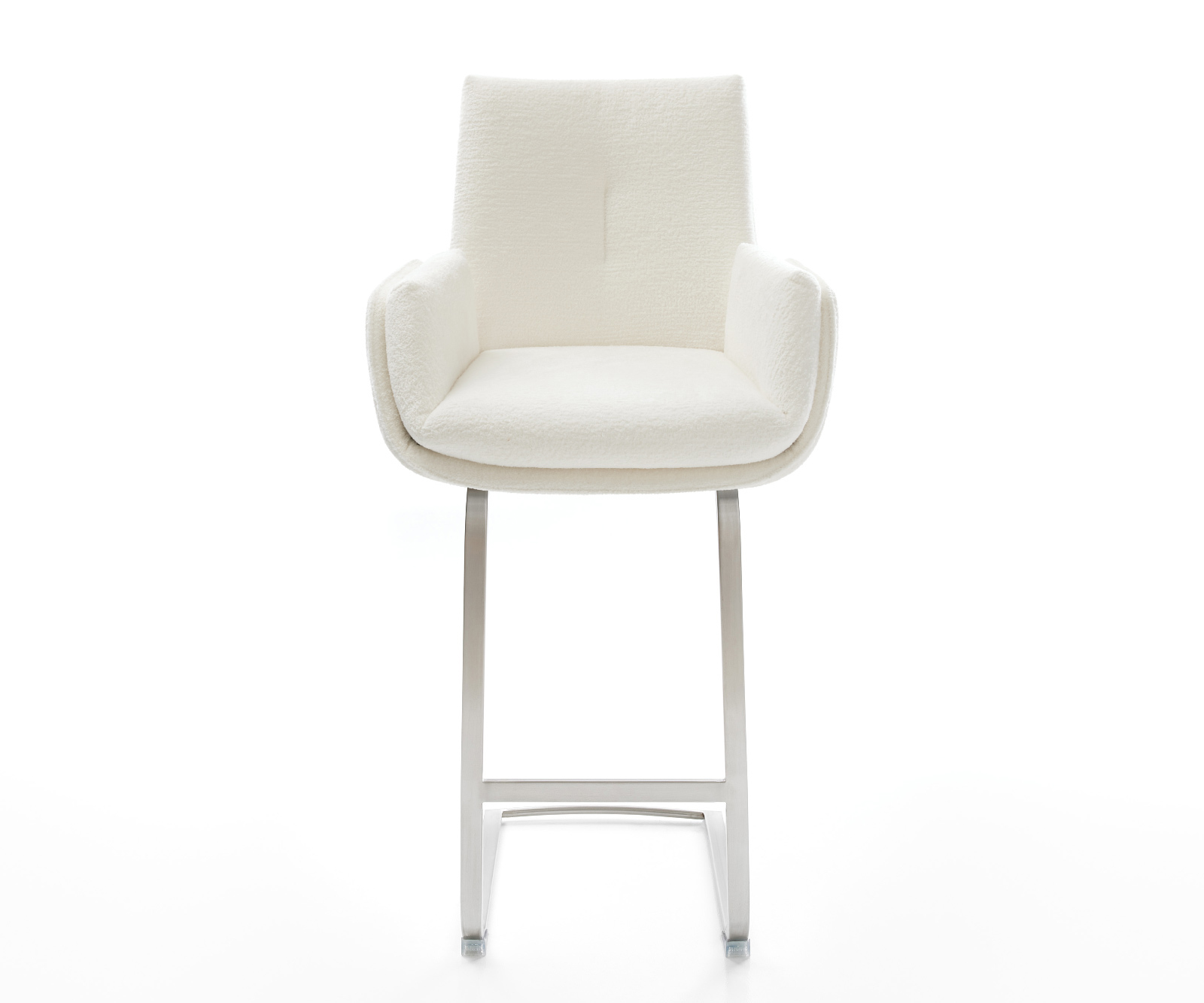 Barová židle Clea-Flex bouclé měkký béžová jídelní židle plochý nerezová ocel stříbrná - Obrázek 2