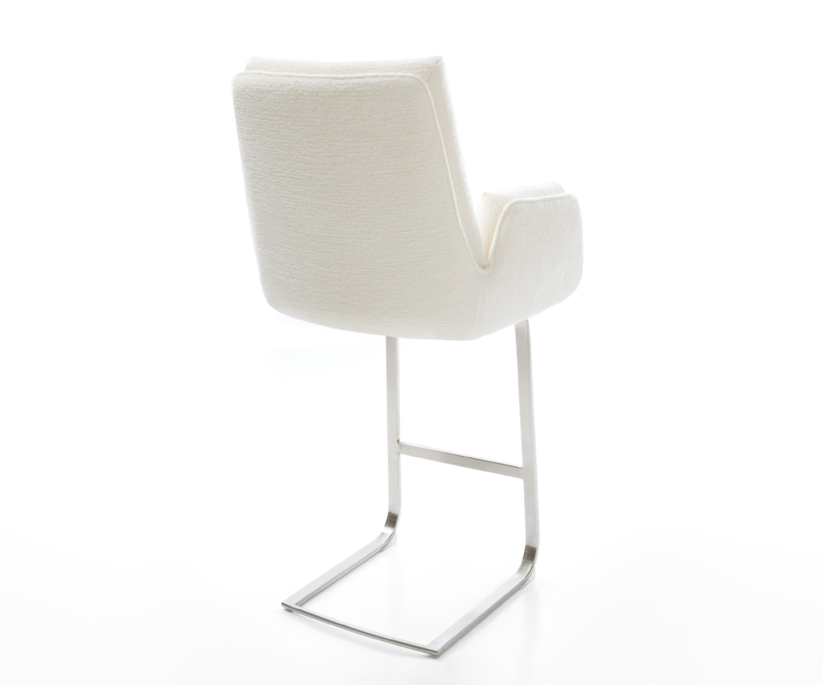 Barová židle Clea-Flex bouclé měkký béžová jídelní židle plochý nerezová ocel stříbrná - Obrázek 5