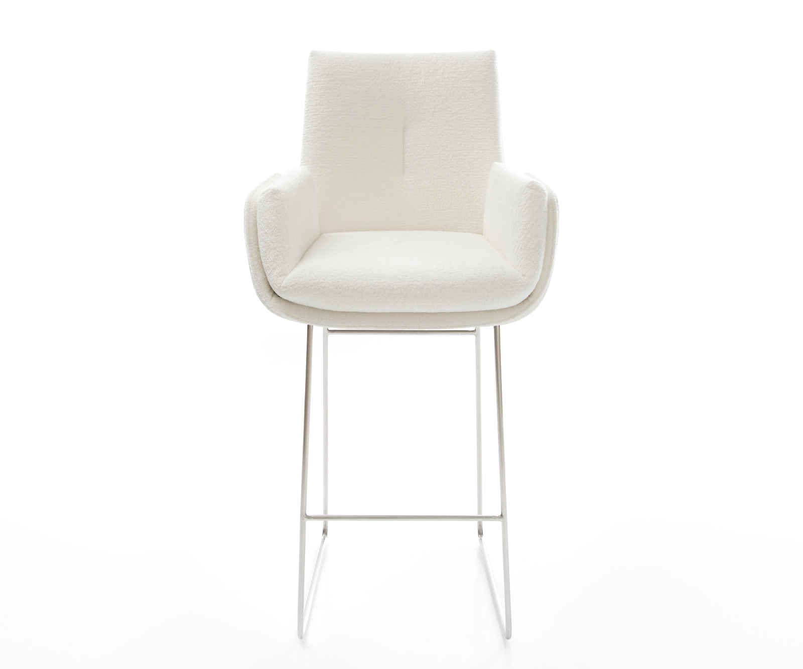 Barová židle Clea-Flex bouclé měkký béžová tenká podnož nerezová ocel stříbrná - Obrázek 2