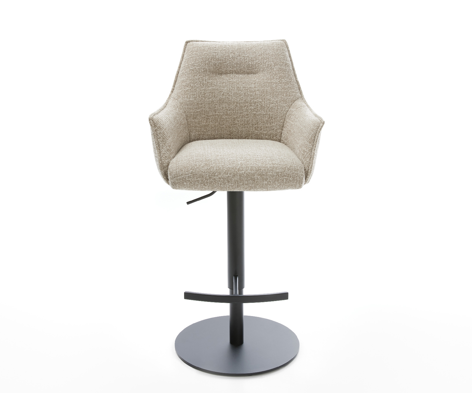 Barová židle Alja-Flex látka Měkký béžová otočná podnož výškově nastavitelná kov černá taštičkové pružiny - Obrázek 2