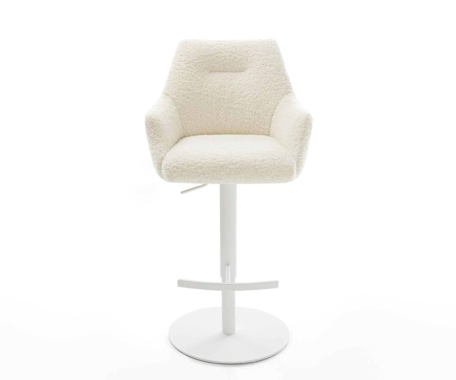 Barová židle Alja-Flex plyšový manšestr béžová otočná podnož výškově nastavitelná kov bílá taštičkové pružiny - Obrázek 2