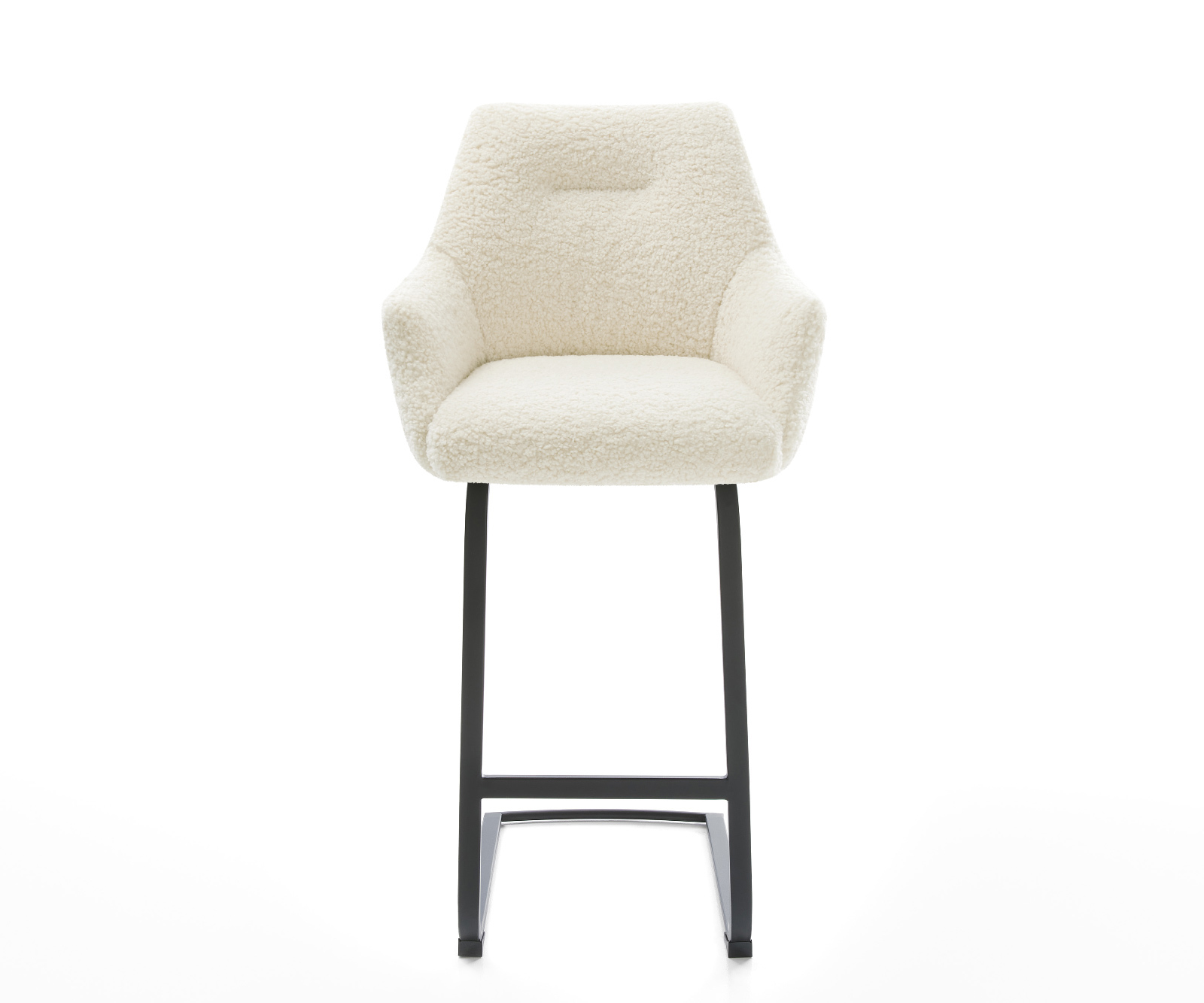 Barová židle Alja-Flex plyšová látka béžová konzolová podnož plochá kov černá taštičkové pružiny - Obrázek 2