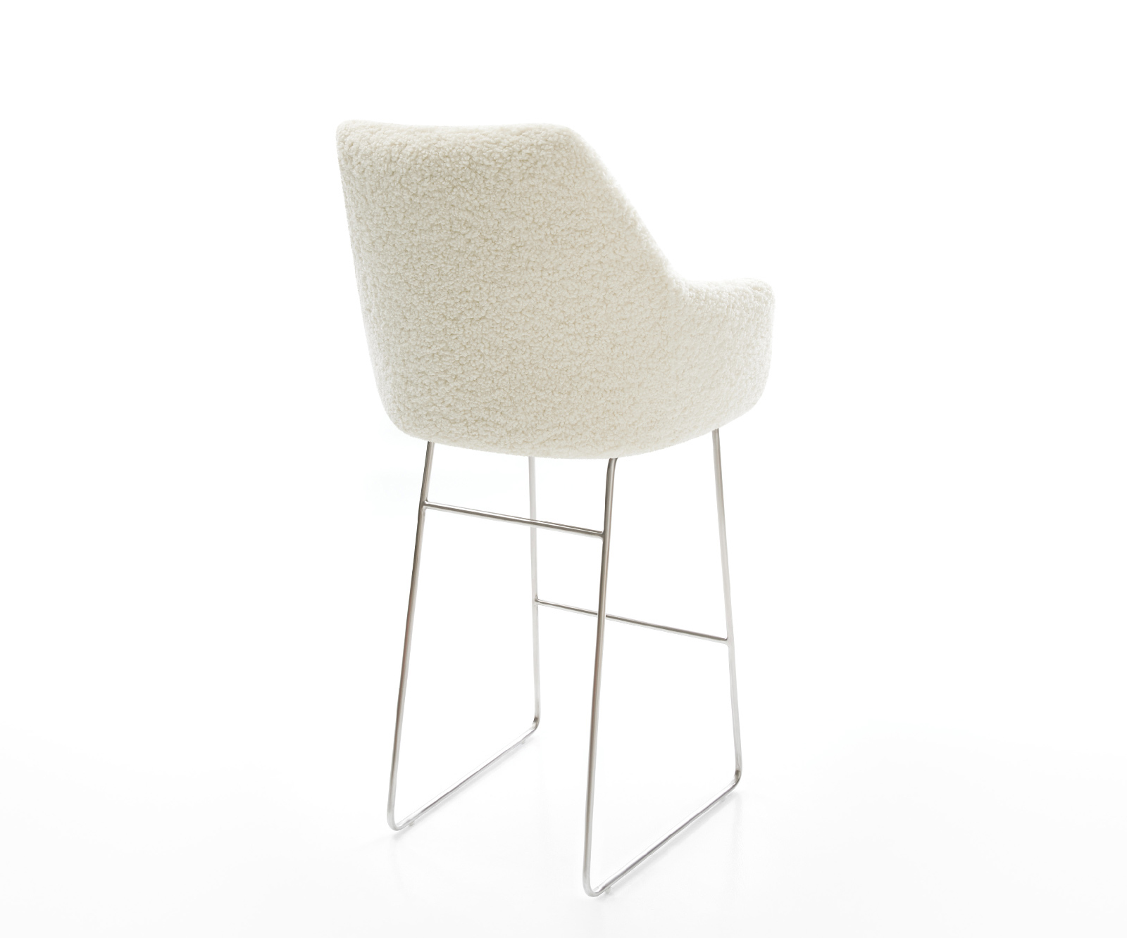 Barová židle Alja-Flex plyšová látka béžová tenká podnož nerezová ocel stříbrná taštičkové pružiny - Obrázek 5