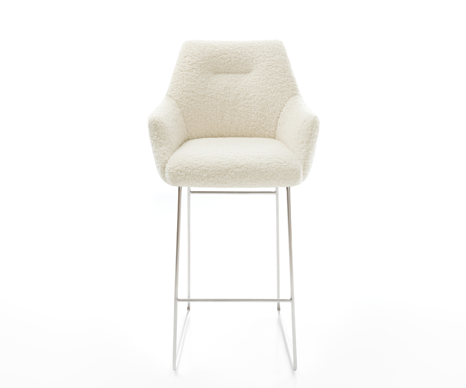 Barová židle Alja-Flex plyšová látka béžová tenká podnož nerezová ocel stříbrná taštičkové pružiny - Obrázek 2