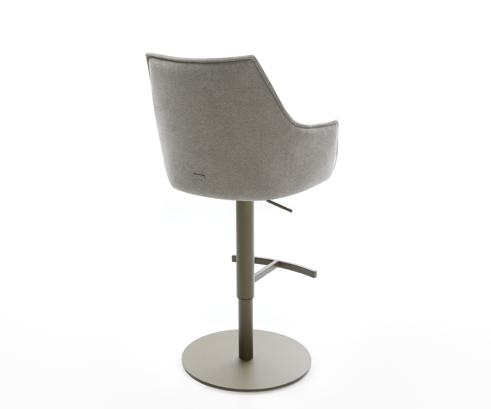 Barová židle Alja-Flex strukturovaná látka měkká šedá otočná podnož výškově nastavitelná kov titanová taštičkové pružiny - Obrázek 5