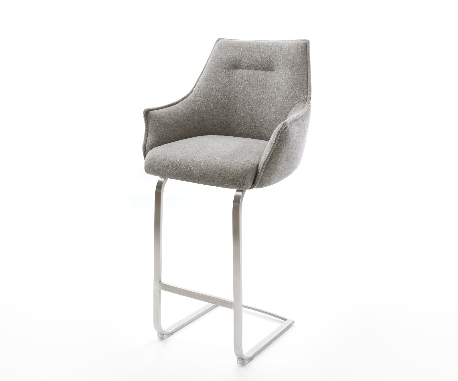 Barová židle Alja-Flex strukturální látka měkký šedá jídelní židle plochý nerezová ocel stříbrná taštičkové pružiny