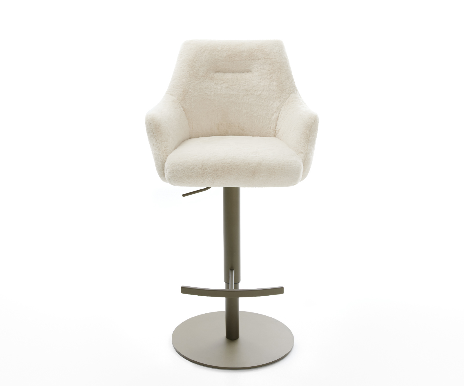Barová židle Alja-Flex plyšový manšestr krémová bílá otočná podnož výškově nastavitelná kov titanová taštičkové pružiny - Obrázek 2