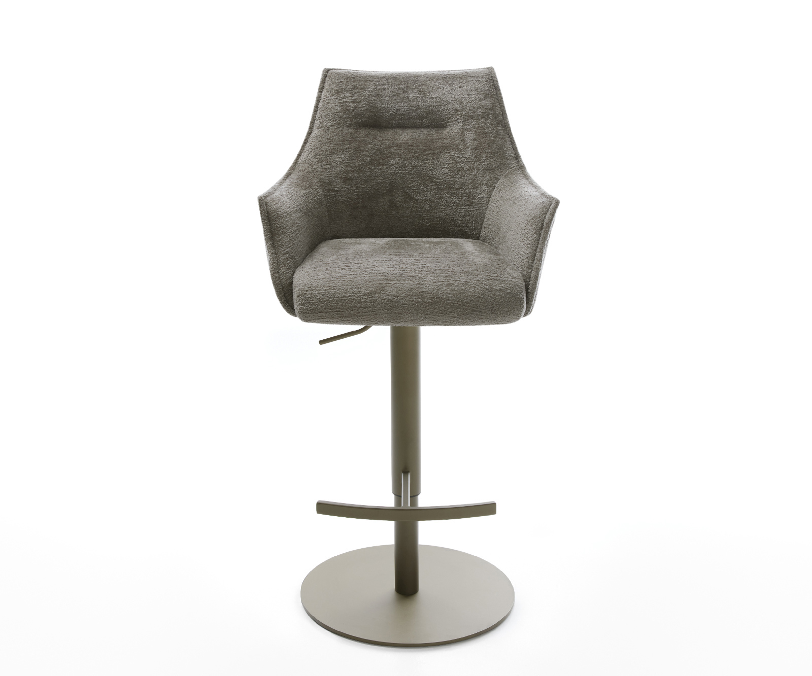Barová židle Alja-Flex bouclé měkký tmavě béžová otočná podnož výškově nastavitelná kov titanová taštičkové pružiny - Obrázek 2