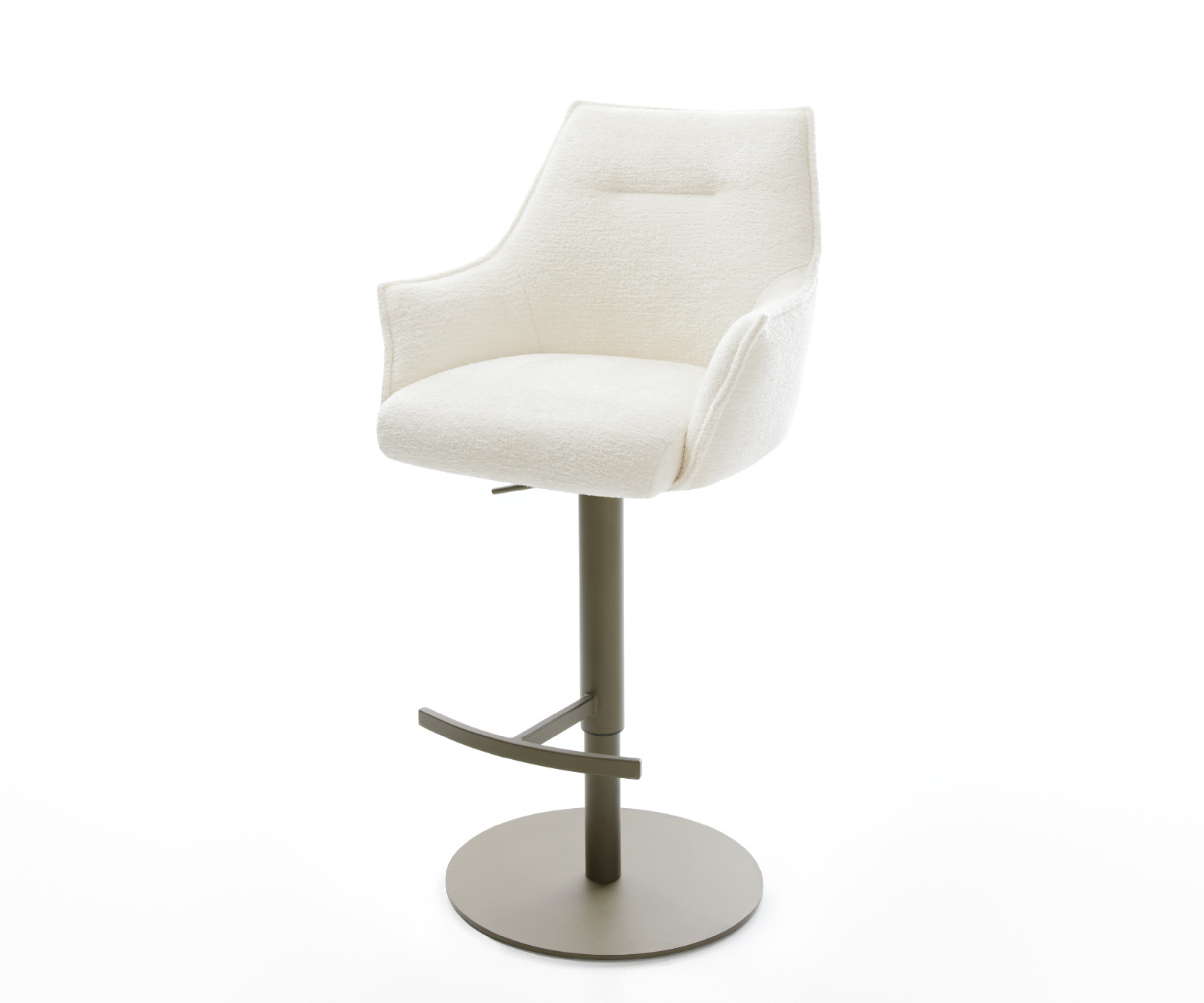 Barová židle Alja-Flex bouclé měkký béžová otočná podnož výškově nastavitelná kov titanová taštičkové pružiny