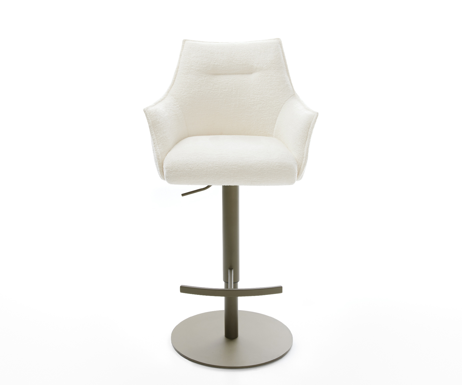 Barová židle Alja-Flex bouclé měkký béžová otočná podnož výškově nastavitelná kov titanová taštičkové pružiny - Obrázek 2