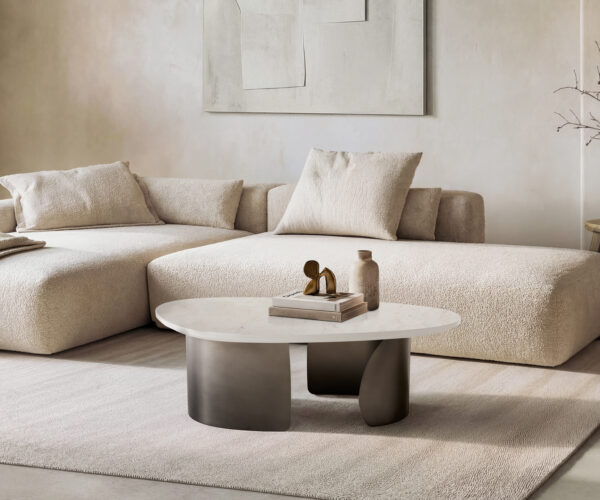 Konferenční stolek Marvello 100x50 cm mramor bílá kov černá vintage