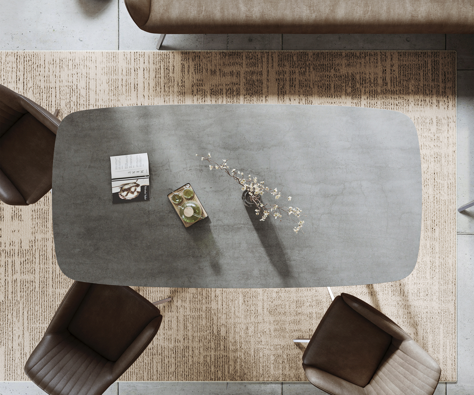 Jídelní stůl Edge Boot 200x100 cm keramika Boulevard betonový vzhled nerezová ocel šikmý - Obrázek 6