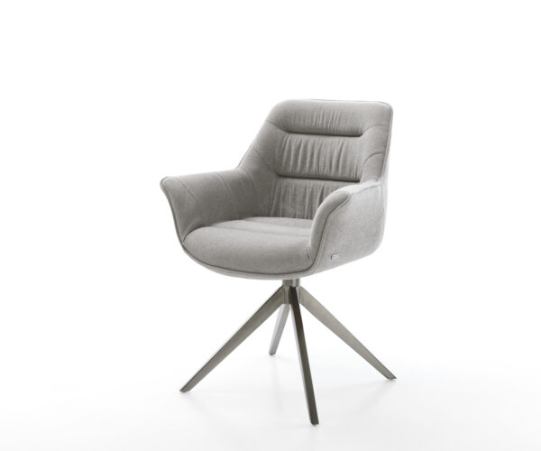 Jídelní židle Kaira-Flex látka Měkký šedá křížová podnož široká grafitová 360° otočná houpací funkce