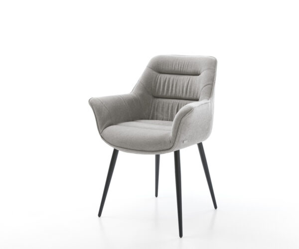 Jídelní židle Kaira-Flex strukturovaná látka měkký šedá 4-nohá zúžená černá