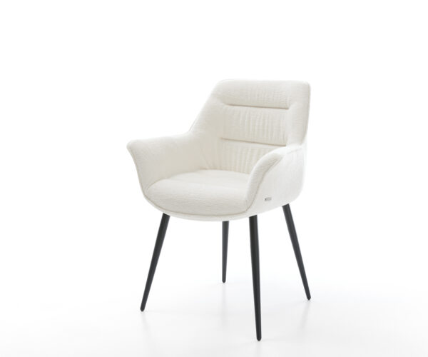 Jídelní židle Kaira-Flex bouclé měkký béžová 4-nohá zúžená černá