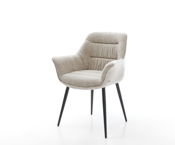 Jídelní židle Kaira-Flex látka měkký béžová 4-nohá zúžená černá