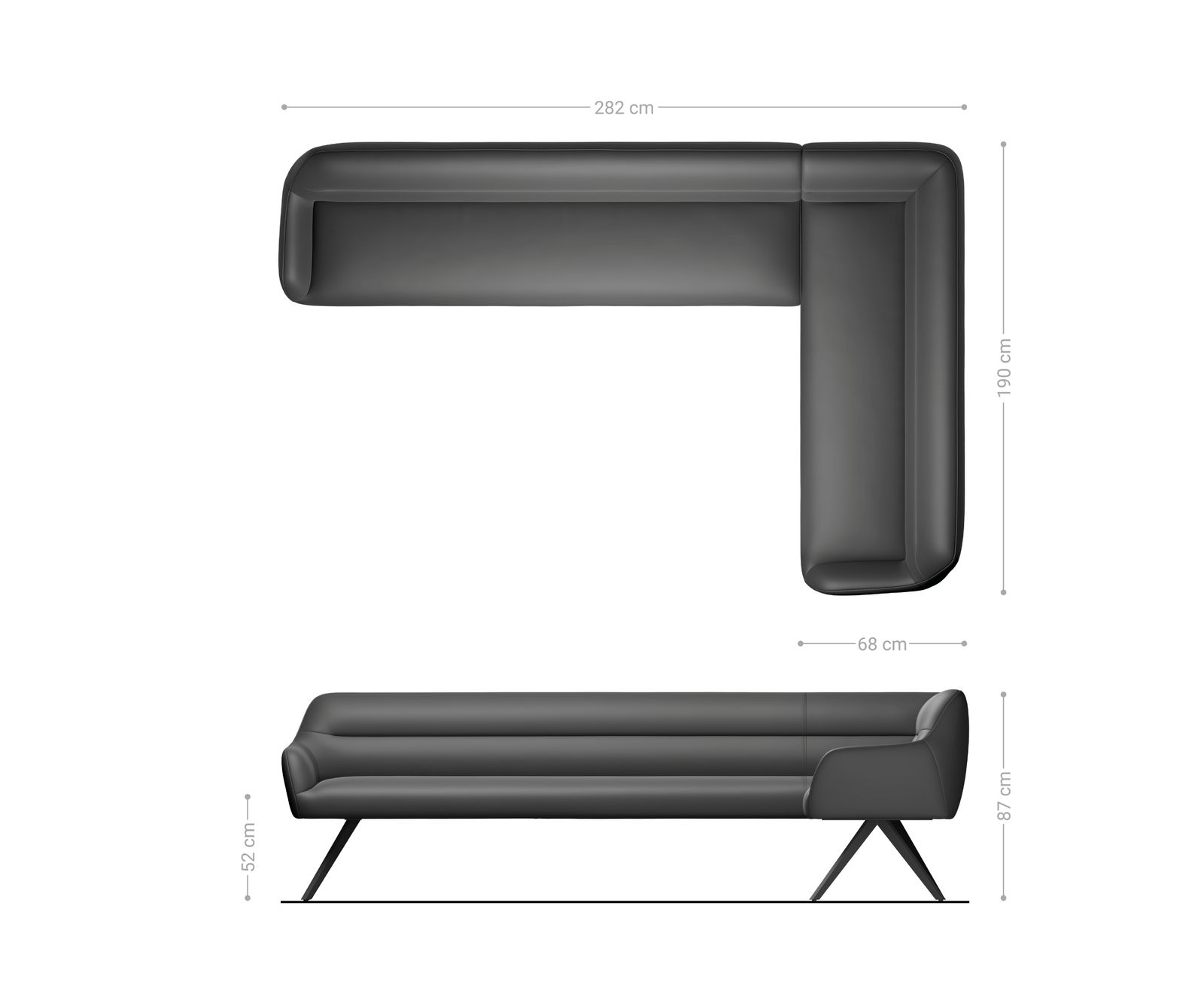 Jídelní lavice Taya-Flex 285×190 cm mikrovlákno taupe vintage křížová podnož hranatá titanová barva taštičkové pružiny levá - Obrázek 8