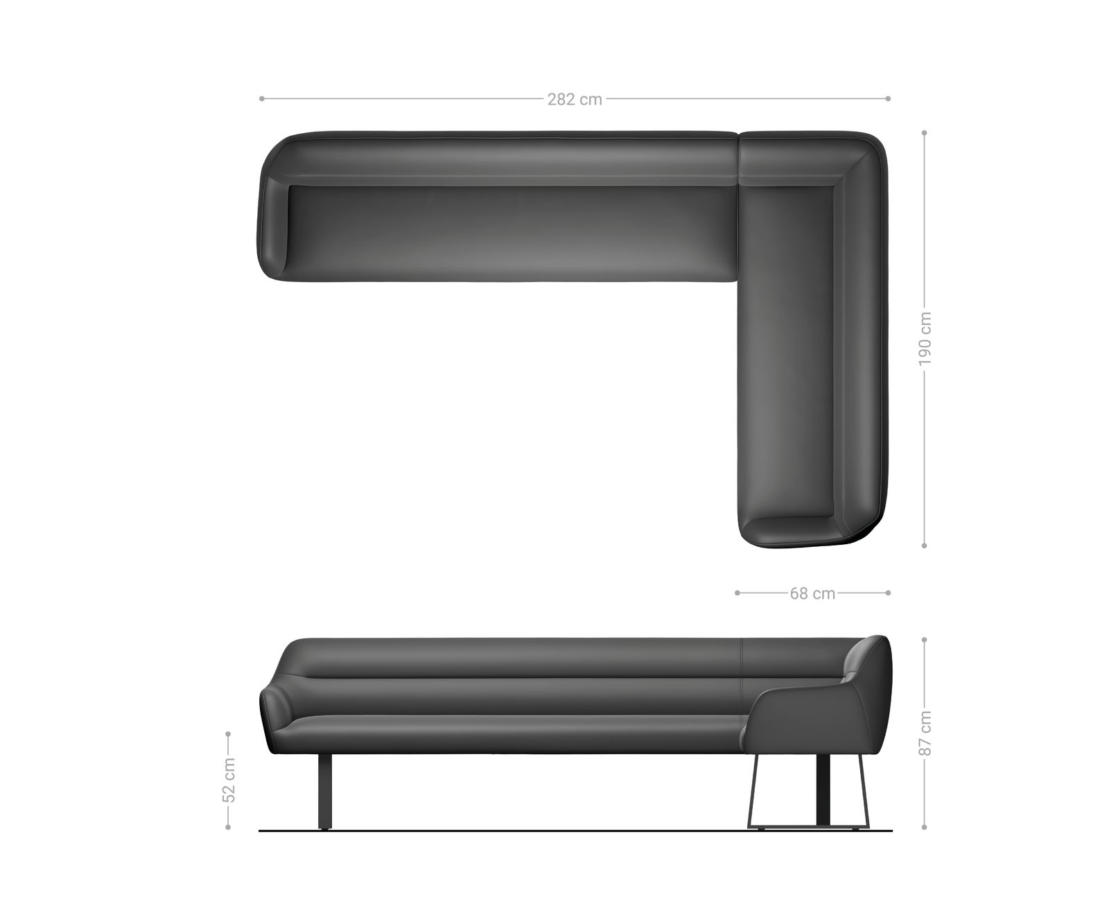 Jídelní lavice Taya-Flex 285×190 cm bouclé tmavě béžová tenká podnož hranatá nerezová ocel taštičkové pružiny levá - Obrázek 8