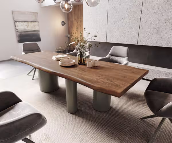 Jídelní stůl Edge 260x100 XL akácie hnědá Troa kov titanová barva Live-Edge