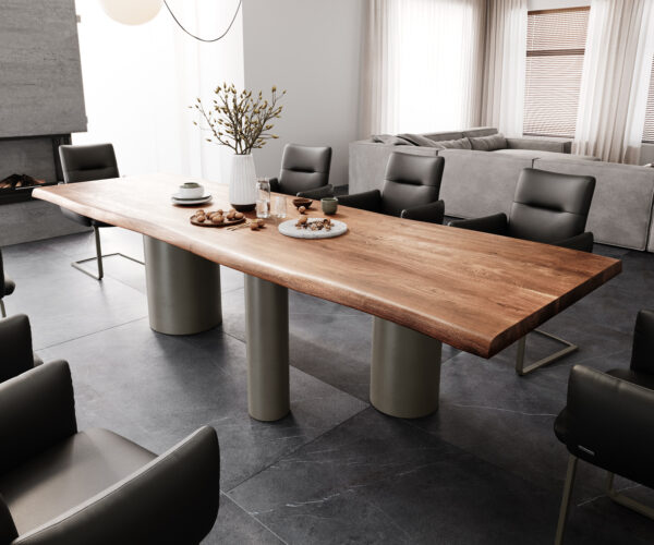 Jídelní stůl Edge 300x100 XL akácie hnědá Troa kov titanová barva Live-Edge