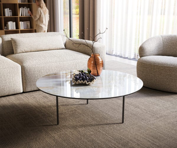 Konferenční stolek Edge kulatý 100×100 cm keramika Onyx Pearl Trive kov černá