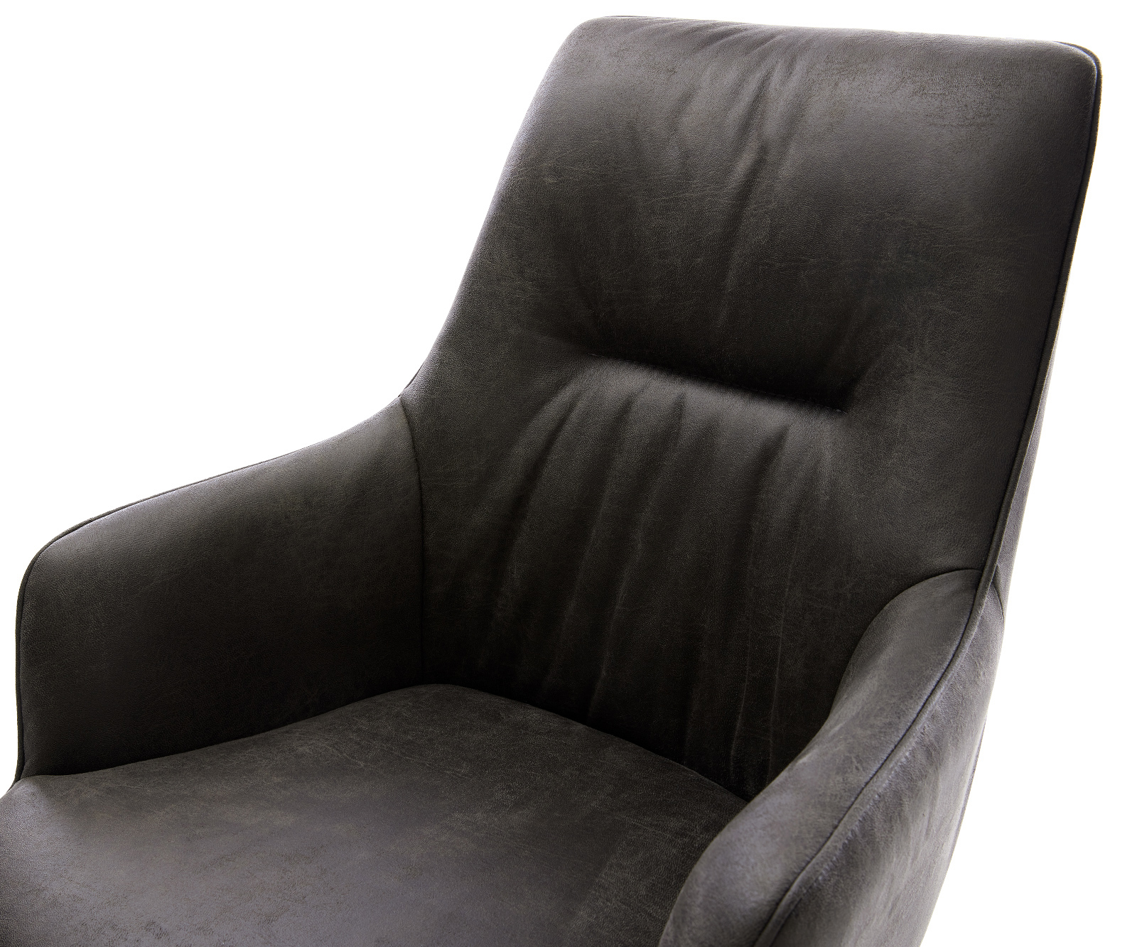 Jídelní židle Zelia-Flex s područkami mikrovlákno antracit vintage křížová podnož široká bílá otočná 360° houpací funkce taštičkové pružiny - Obrázek 4