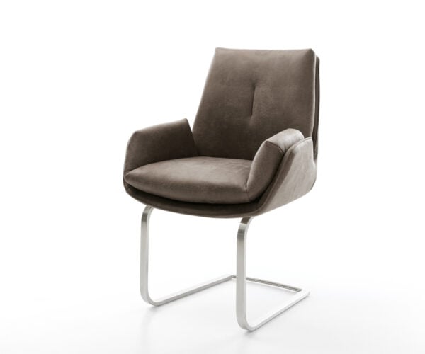 Jídelní židle Clea-Flex mikrovlákno taupe vintage jídelní židle plochá nerezová ocel