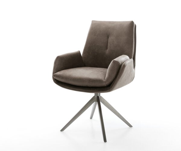 Jídelní židle Clea-Flex mikrovlákno taupe vintage křížová podnož široká grafitová 360° otočná houpací funkce
