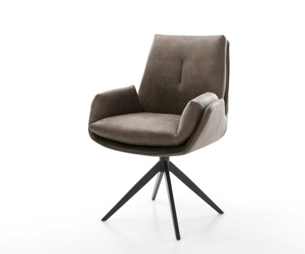 Jídelní židle Clea-Flex mikrovlákno taupe vintage křížová podnož široká černá otočný 360° houpací funkce