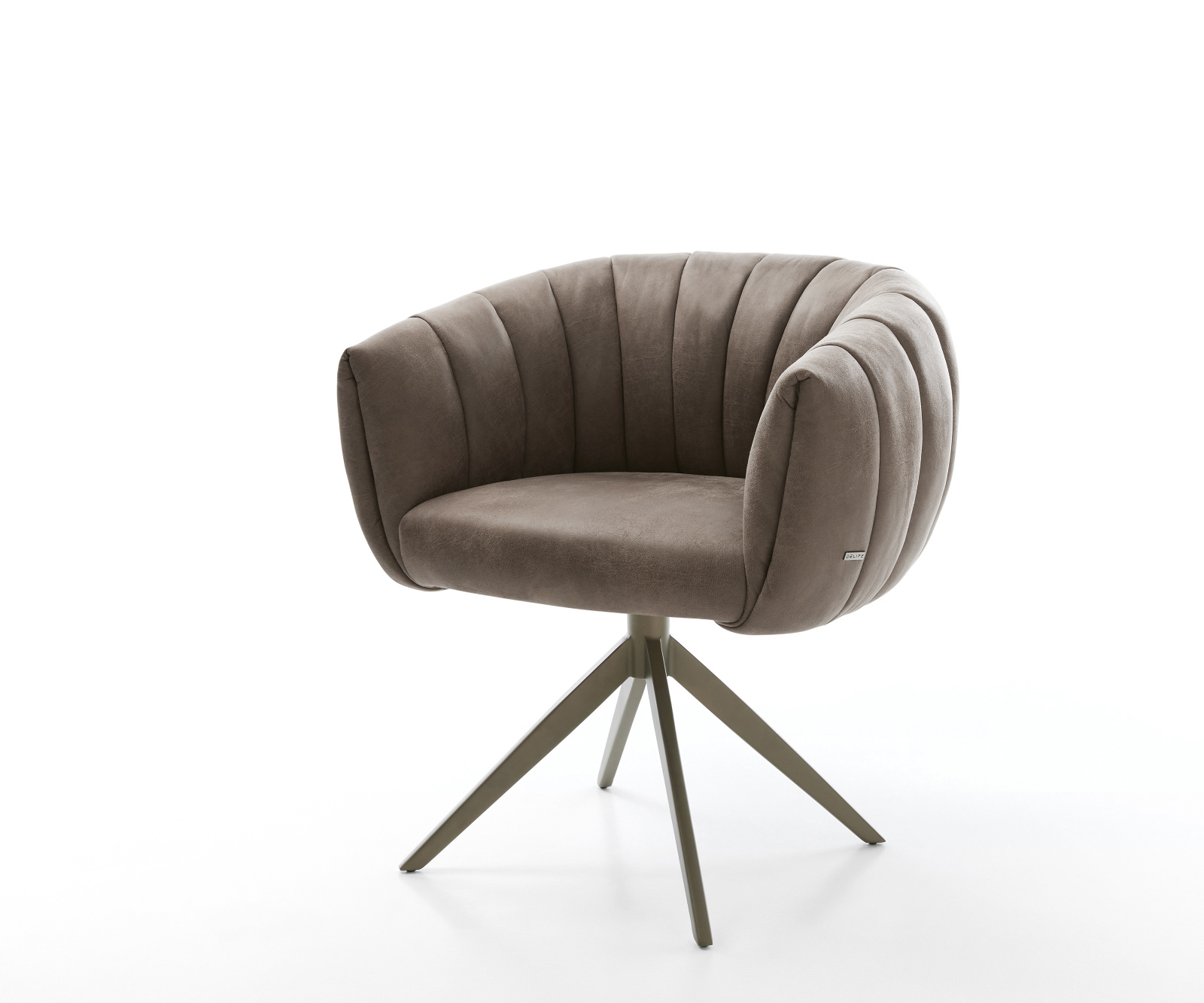 Jedálenská stolička Jada-Flex mikrovlákno taupe vintage krížová podstava široká titánová farba 360° otočná hojdacia funkcia vrecková pružina