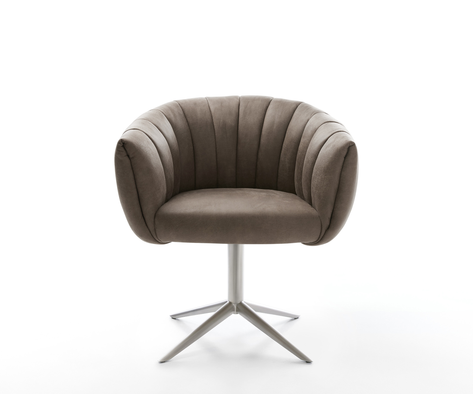 Jedálenská stolička Jada-Flex mikrovlákno taupe vintage krížová podstava nerezová oceľ 360° otočný hojdacia funkcia vrecková pružina - Image 2