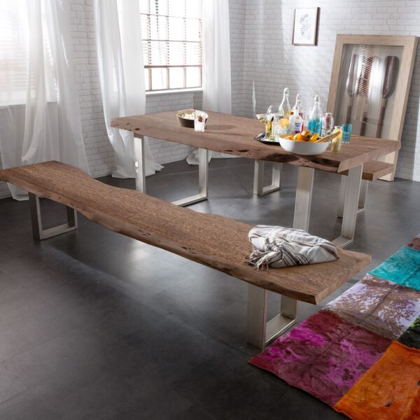 Deska lavice Live Edge nepravidelná hrana 195x40x5 hnědá akácie