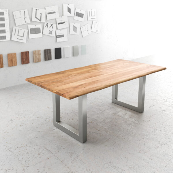 Jídelní stůl Edge 200×100 přírodní akácie nerezová ocel široká