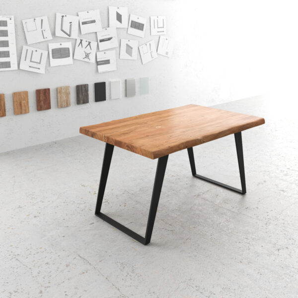 Jídelní stůl Edge 140×90 XL přírodní akácie kov šikmý